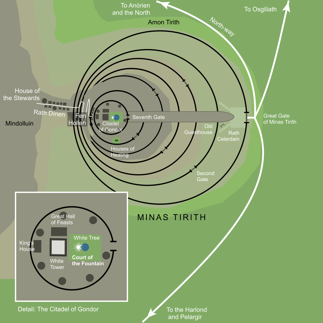 Map of the Court of the Fountain in Minas Tirith