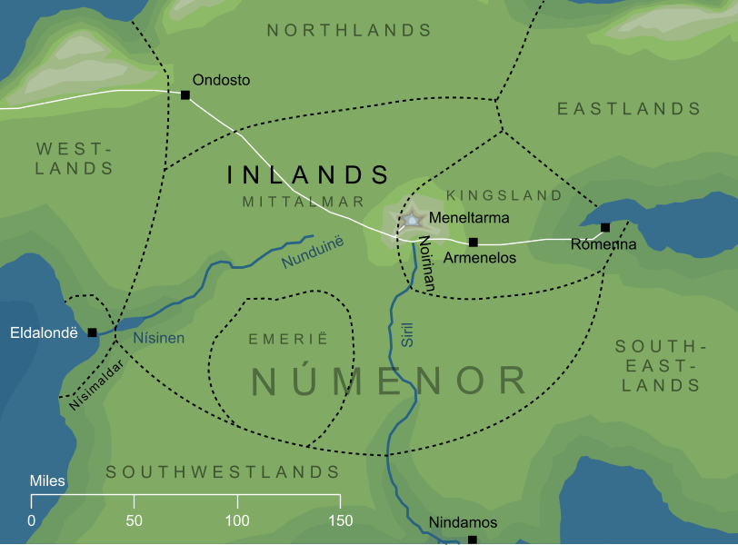 Map of the Inlands of Númenor