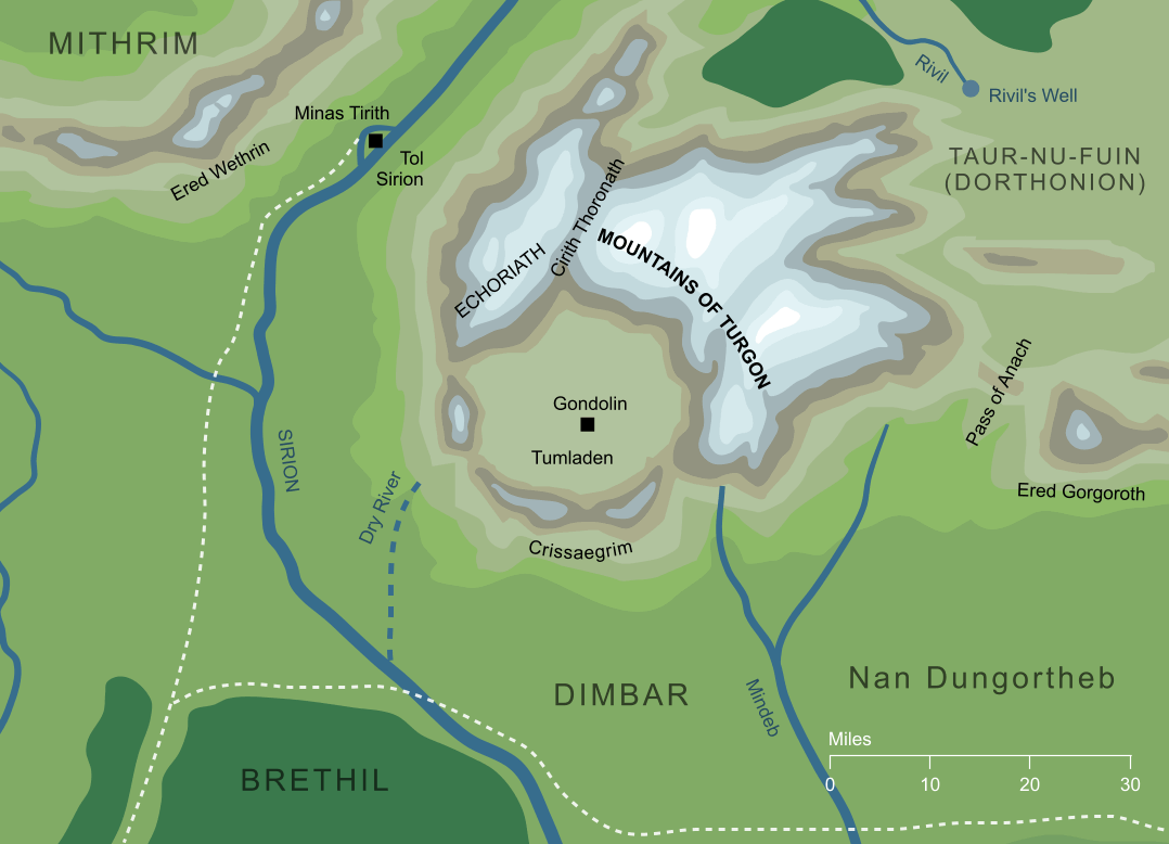 Map of the Mountains of Turgon